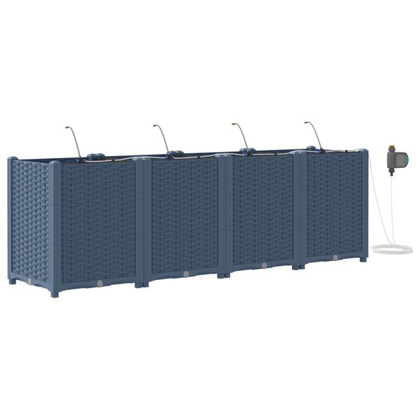 vidaXL Градинска саксия 4 pcs Сив 160 x 40 x 52 см Пластмаса