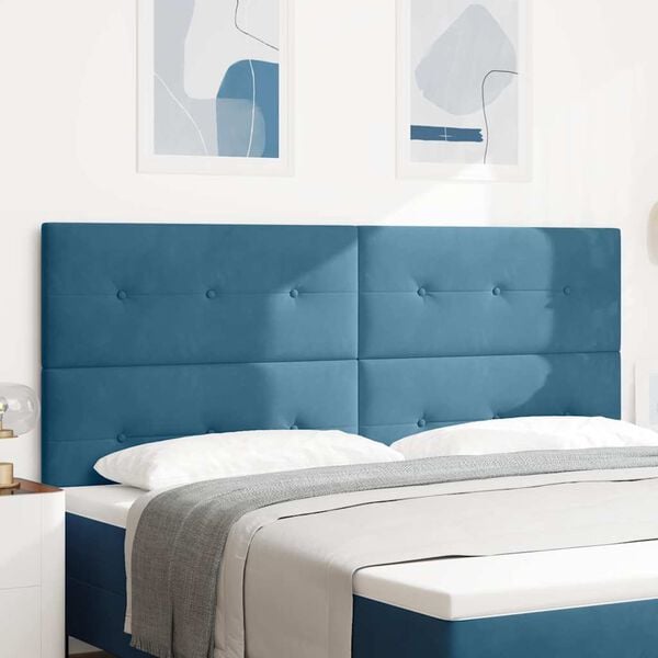 vidaXL Облегалка за глава с таблото Тъмен син 200 cm Изкуствена