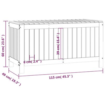 vidaXL Градинска кутия за съхранение, бяла, 115x49x60 см, бор масив