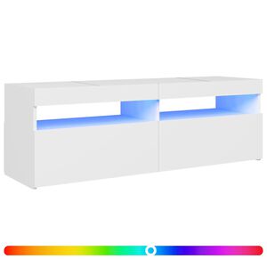 vidaXL ТВ шкаф с LED осветление, бял, 120x35x40 см
