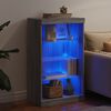 vidaXL Сайдборд с LED светлини, сив сонома, 60,5x37x100 см