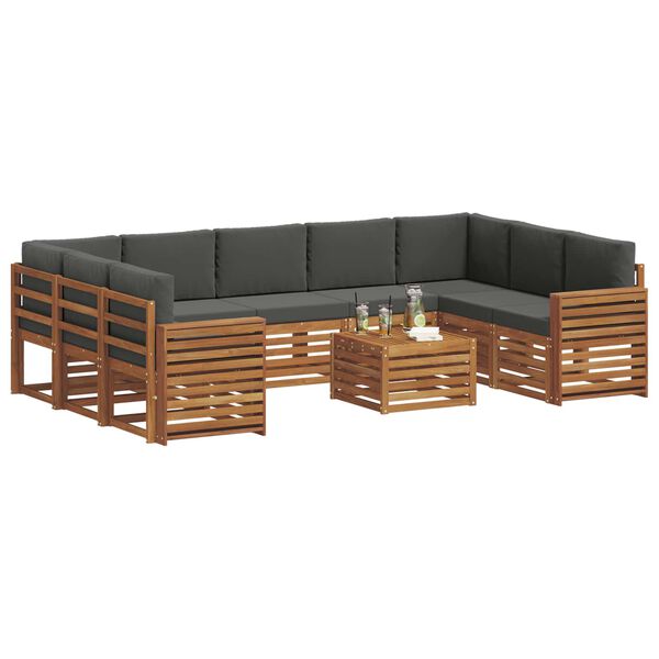 vidaXL Комплекти дивани с възглавница 10 pcs Натурален и Антрацит