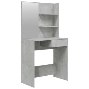vidaXL Тоалетка с огледало, бетонно сива, 74,5x40x141 см