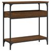 vidaXL Конзолна маса с рафт, кафяв дъб, 75x29x75 см, инженерно дърво