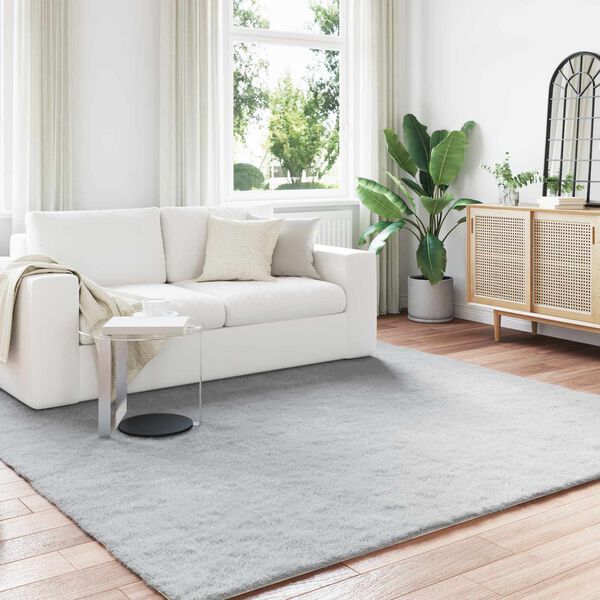 vidaXL Килим с изкуствена заешка козина Olite Сив 240 x 240 cm