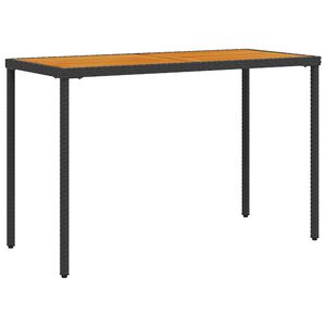 vidaXL Градинска маса с плот от акация, черно, 115x54x74 см, полиратан