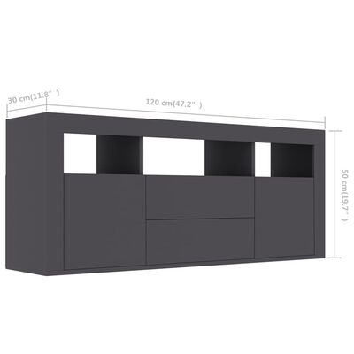 vidaXL ТВ шкаф, сив, 120x30x50 см, ПДЧ