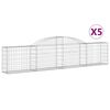 vidaXL Габионни кошници арка 5 бр 300x30x60/80 см поцинковано желязо