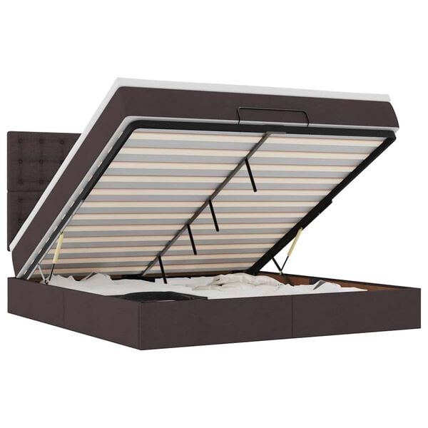 vidaXL Османска легло с матрак, тъмнокафяво, 160x200 см, плат