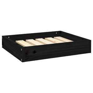 vidaXL Кучешко легло, черно, 51,5x44x9 см, борова дървесина масив