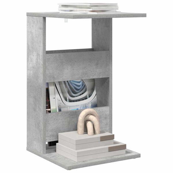 vidaXL Странична маса Циментено сиво 40 x 35 x 60,5 см Инженерно дърво