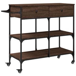 vidaXL Кухненска количка, кафяв дъб, 105x42x95 см, инженерно дърво