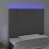 vidaXL LED горна табла за легло, тъмносива, 90x5x118/128 см, кадифе