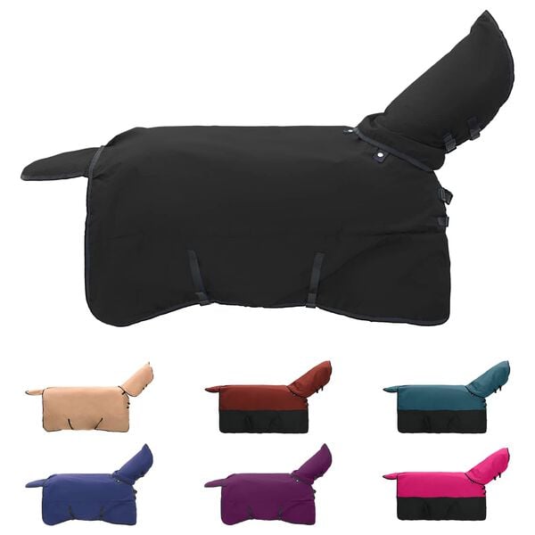 vidaXL Конско одеяло Тъмен зелен и черен 145 cm Полиестер