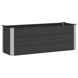 vidaXL Градинска повдигната леха Черно 150 x 50 x 54 cm WPC и алуминий