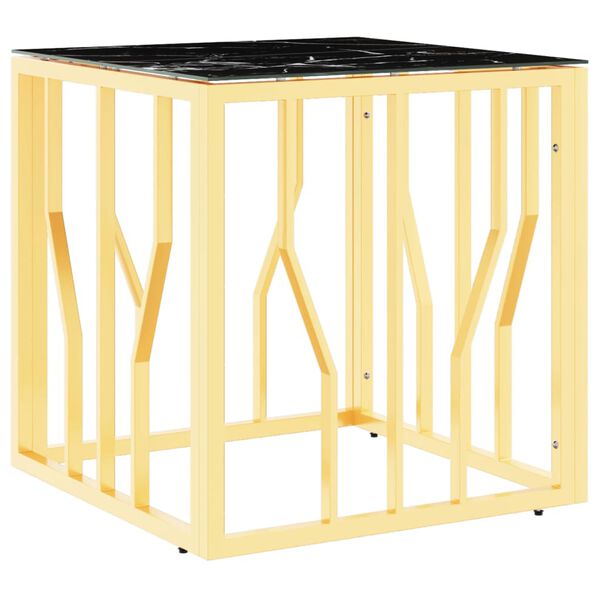 vidaXL Маса за кафе златиста 50x50x50 cм неръждаема стомана и стъкло