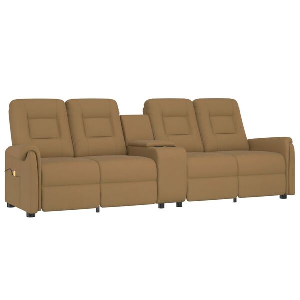 vidaXL 4-местен масажен реклайнер с поставка за чаша, таупе