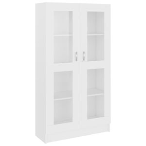 vidaXL Шкаф витрина, бял, 82,5x30,5x150 см, инженерно дърво