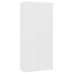 vidaXL Шкаф за обувки, бял, 80x35,5x180 см, инженерно дърво