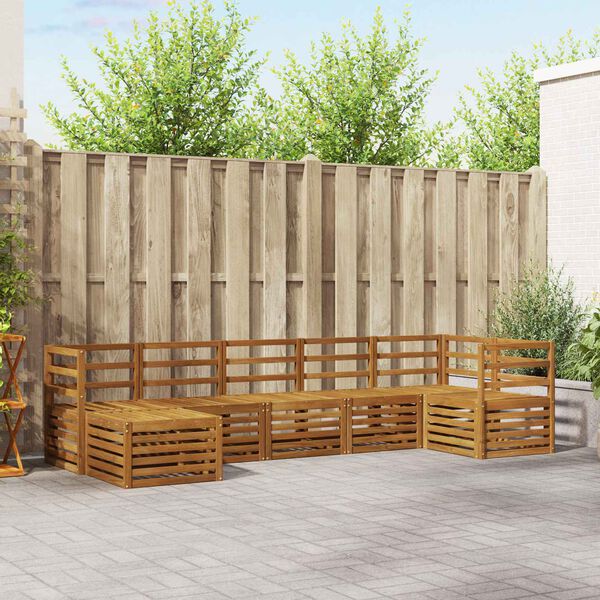 vidaXL Комплекти дивани 7 pcs Естествен Солидно акациево дърво