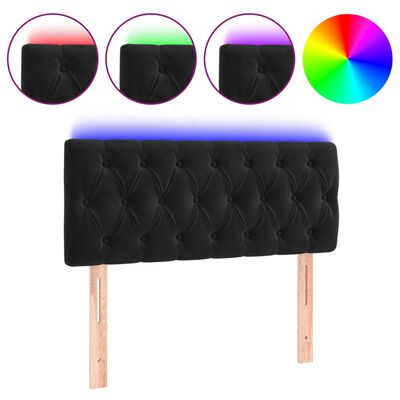vidaXL LED Горна табла за легло, черна, 90x7x78/88 см, кадифе