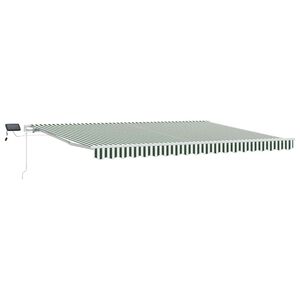 vidaXL Прибираща се тента Зелен и бял 450 &times; 350 cm Тъкан и алуминий