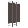 vidaXL Параван за стая, 3 панела, кафяв, 120x200 см, плат