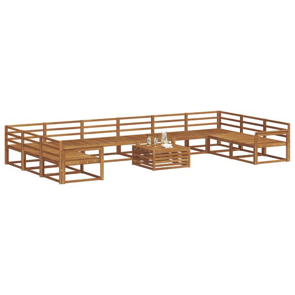 vidaXL Комплект дивани за открито 11 pcs Естествен
