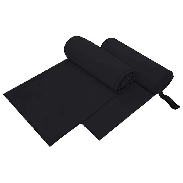 vidaXL Спортни кърпи 2 pcs Черно 200 x 100 cm Полиестер и полиамид