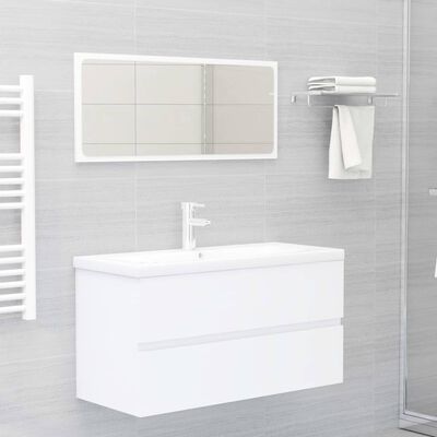 vidaXL Долен шкаф за мивка, бял, 90x38,5x45 см, ПДЧ
