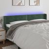 vidaXL LED горна табла за легло, тъмнозелена, 163x16x78/88 см, кадифе