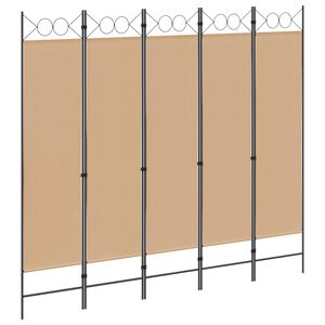 vidaXL 5-панелна преграда Бежово 200 x 180 cm Текстил