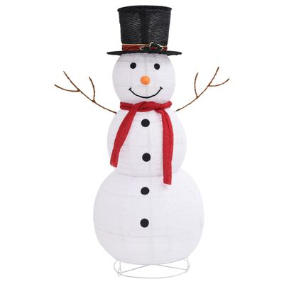 vidaXL Декоративна фигура на снежен човек с LED лукс плат 120 см