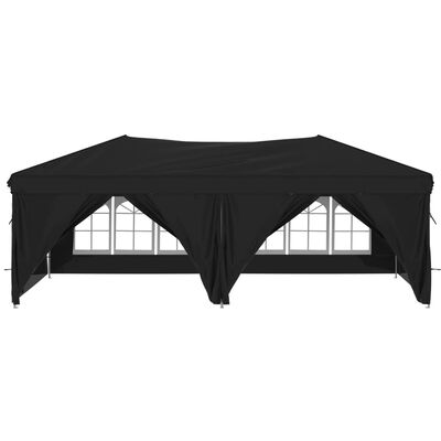 vidaXL Сгъваема парти шатра със странични стени, черна, 3x6 м
