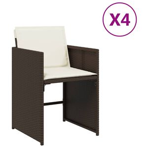 vidaXL Градински столове с възглавници, 4 бр, кафяви, полиратан