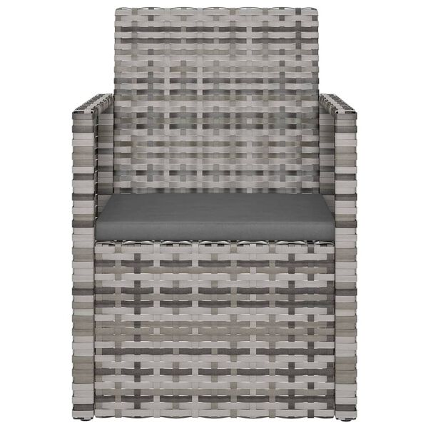 vidaXL Лаундж комплект за открито с възглавници 3 части полиратан сив