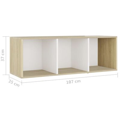 vidaXL ТВ шкафове, 4 бр, бяло и дъб сонома, 107x35x37 см, ПДЧ