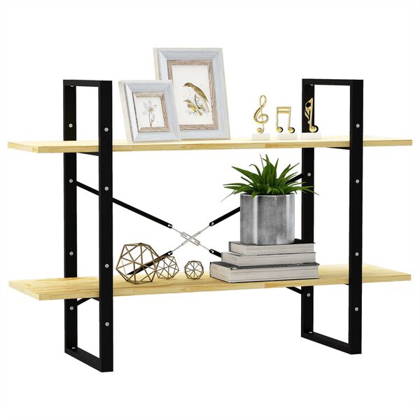 vidaXL 2-етажна библиотека, 100x30x70 см, борово дърво масив