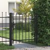 vidaXL Оградна порта BOXTEL с единична врата с арковиден връх, стомана, 1x1 м, черна