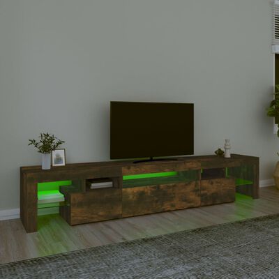 vidaXL ТВ шкаф с LED осветление, опушен дъб, 215x36,5x40 см