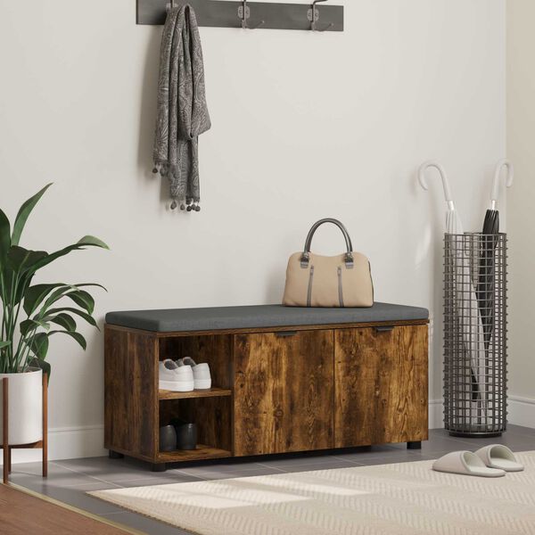 vidaXL Пейка за коридор с възглавница Димян дъб 100 x 38 x 46 см