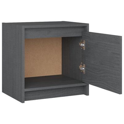 vidaXL Нощно шкафче, сиво, 40x30,5x40 см, бор масив
