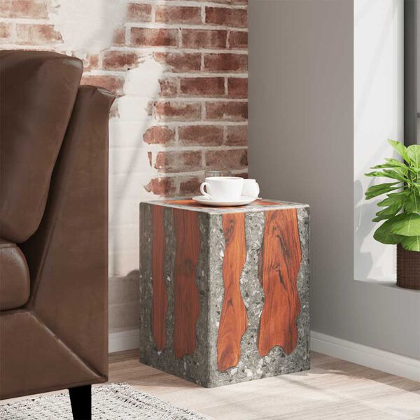 vidaXL Табуретка, тиково дърво масив и смола