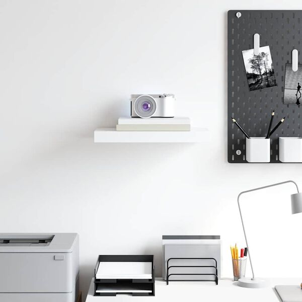 vidaXL Окачен стенен рафт, бял, 40x23x3,8 см, МДФ