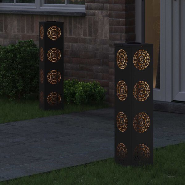 vidaXL Соларна LED светлина за пътека 2 pcs Черно