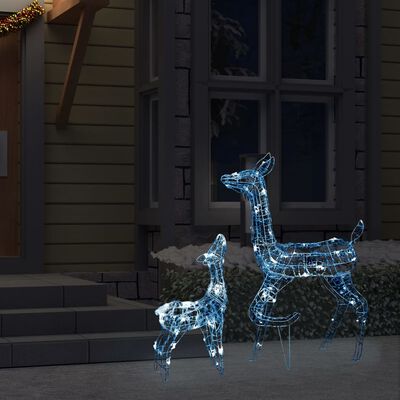 vidaXL Акрилна коледна украса семейство елени, 160 LED, студено бяло