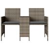 vidaXL 2-местен градински диван с маса и табуретки сив полиратан