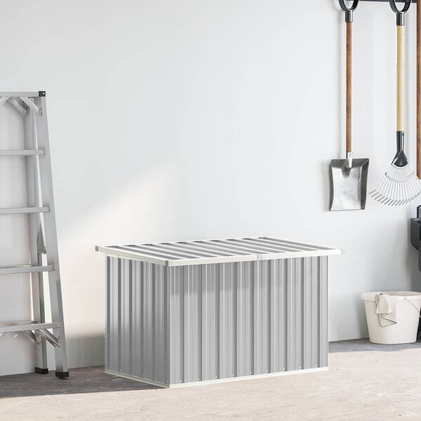vidaXL Градински сандък за съхранение, сив, 109x67x65 см