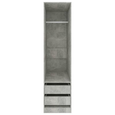 vidaXL Гардероб с чекмеджета, бетонно сив, 50x50x200 см, ПДЧ