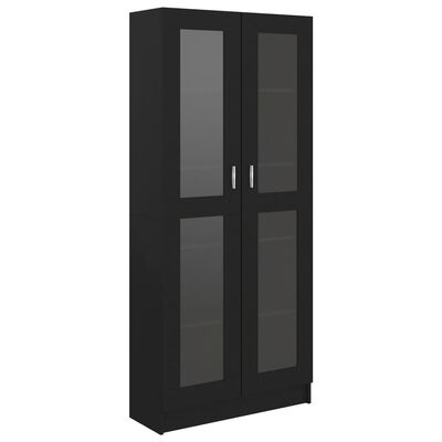 vidaXL Шкаф витрина, черен, 82,5x30,5x185,5 см, ПДЧ